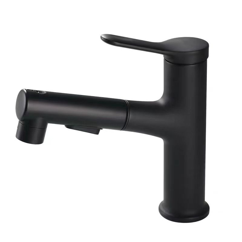 Contemporary Sink Faucet Plain Low Arc Copper Basin Lavatory Faucet