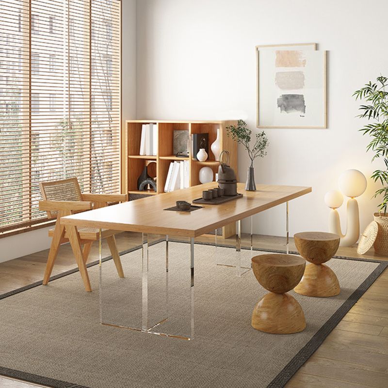 Modern Dining Wood Table Dining Rectangle Table with Plastic Legs