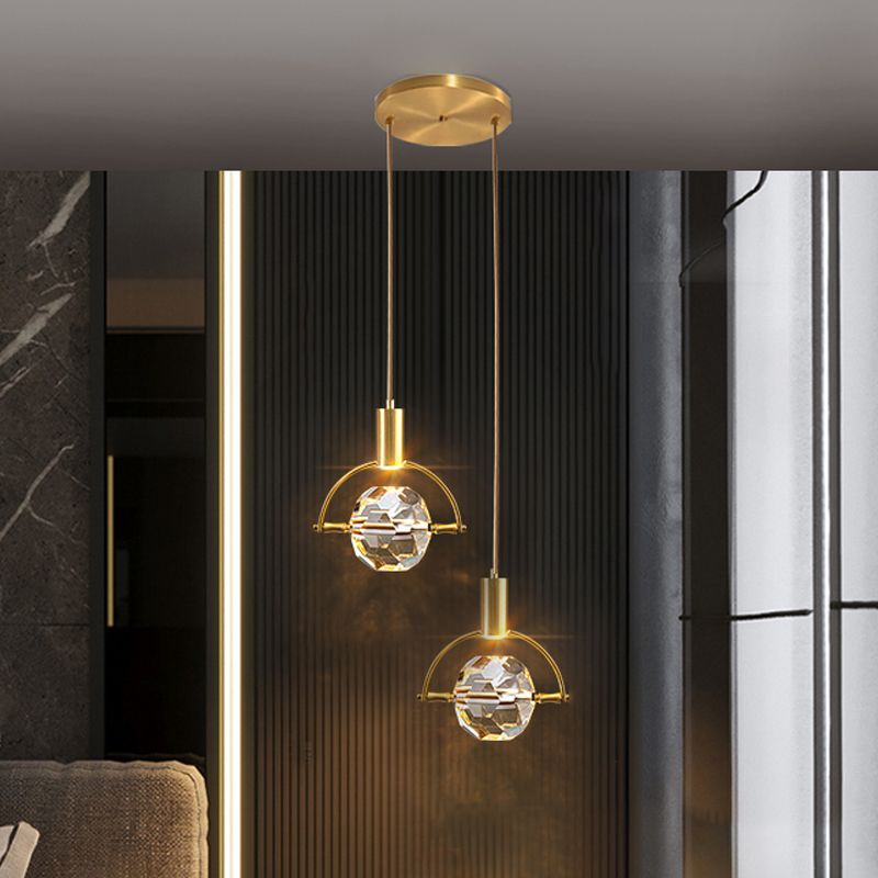 Elektroplate IJzeren hanglamp in moderne luxe stijl kristallen wereldhangende lamp voor slaapkamer