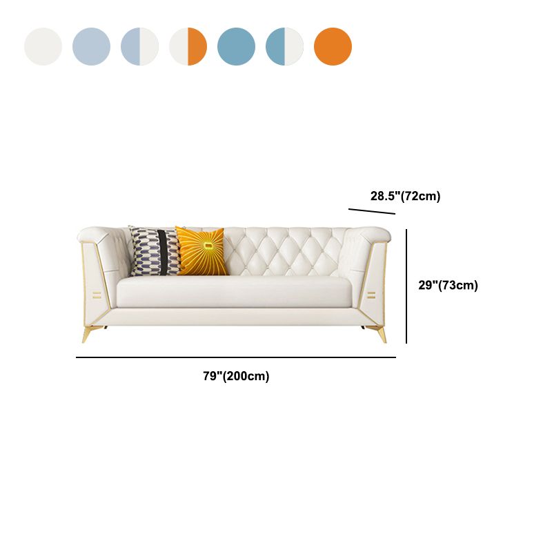 Contemporary 28.7" H Faux Leather Tufted Tuxedo Arm Sofa For Living Room
