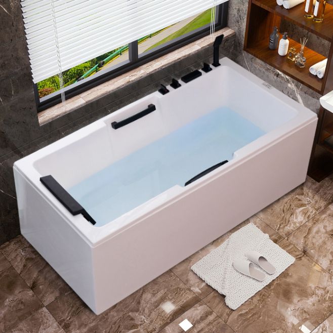 Freestanding Acrylic Bathtub Rectangular Modern Soaking Bath