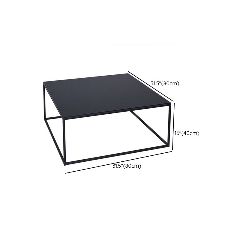 Mid-Century Modern Iron Coffee Table Black Finish Square Cocktail Table