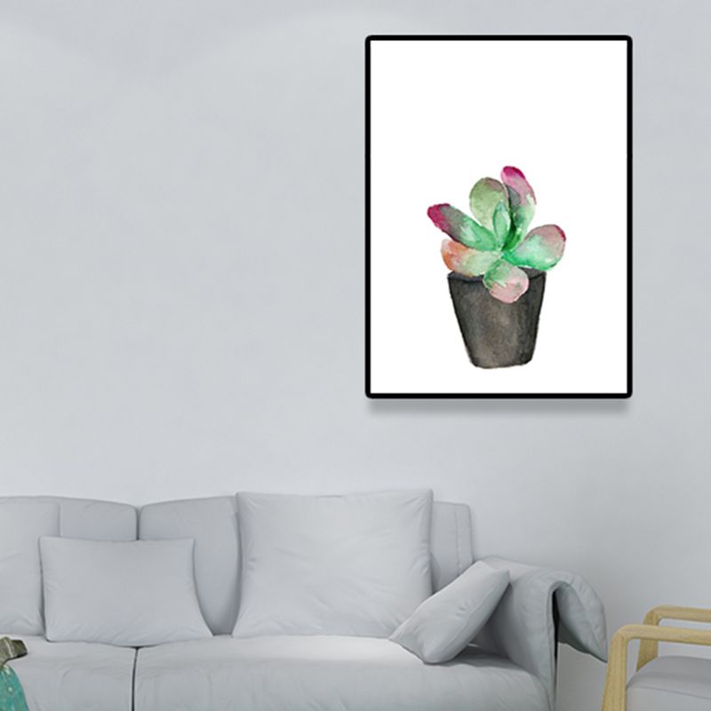 Tropix Succulent Plant Painting Canvas Textured Green Wall Art Print for Living Room