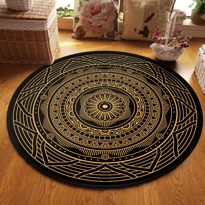 Multi Colored Living Room Rug Moroccan Tribal Flower Print Rug Synthetics Pet Friendly Anti-Slip Backing Washable Area Carpet