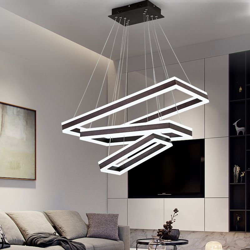 Black Tiered Metal Squared Ceiling Pendant Contemporary Ceiling Lighting Fixtures