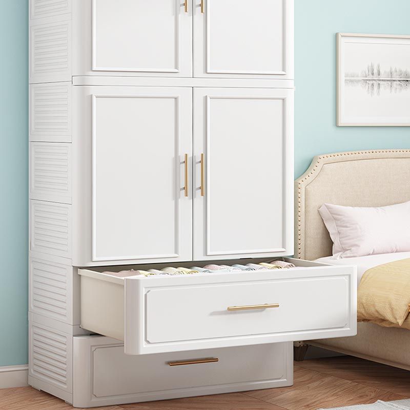 Contemporary 2-Door Wardrobe Armoire Plastic Storage Cabinet