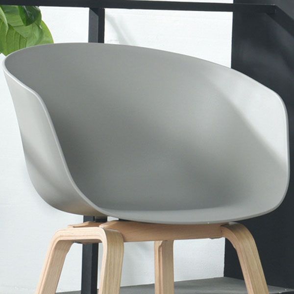 Scandinavian Beech Solid Back Arm Chair Plastic Matte Finish Dining Chair