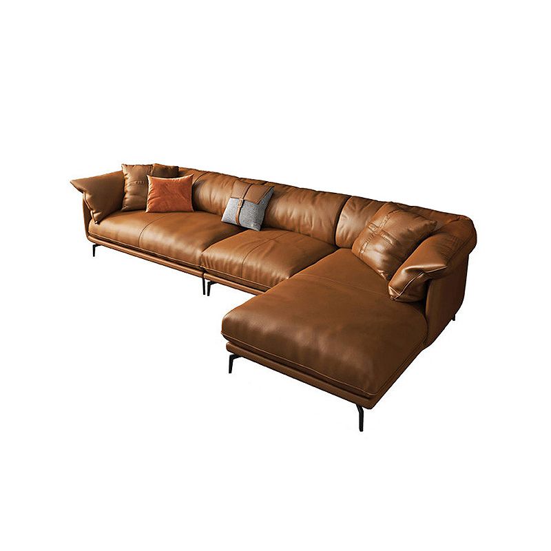 Brown Leather/Faux Leather Sectional  Pillow Top Arm for Living Room