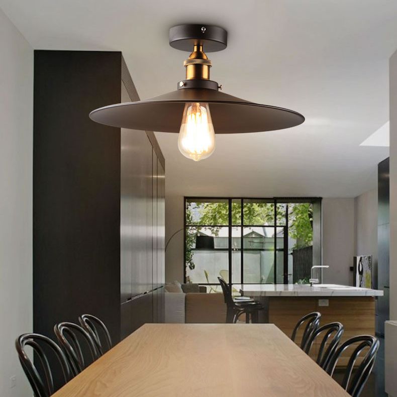 Lumière semi-luxuelle évasée noire Salle de salle à manger en métal industrie