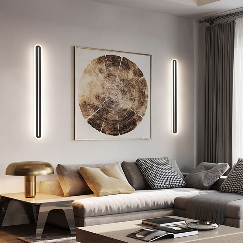 Metall lineare Form Wandlicht moderner Stil 1-Licht-Wandmontageleuchte in Schwarz