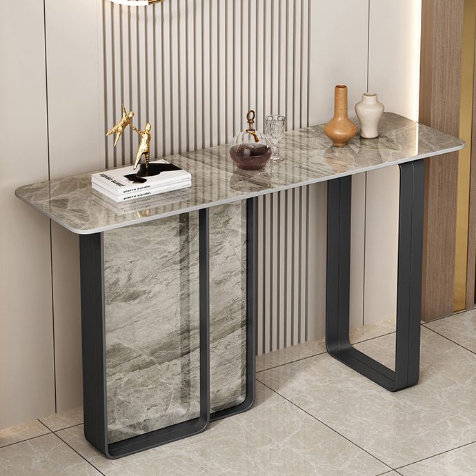 12 inch Wide Accent Table Rectangle Shape Stone Console Table for Hall