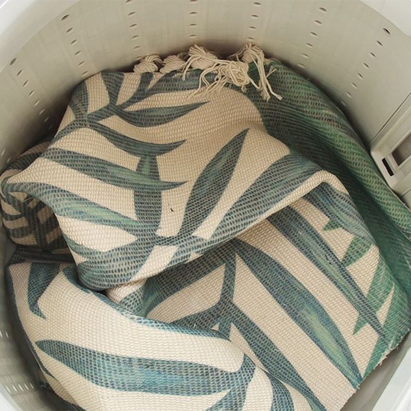 Multi-Color Palm Leaf Rug Cotton Bohemia Rug Machine Washable Carpet for Room