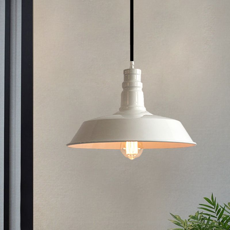 Tavolo da pranzo fienile lampada appesa alla lampada vintage metallo elegante 1 lampada bianca a soffitto bianco, diametro da 10 "/14"