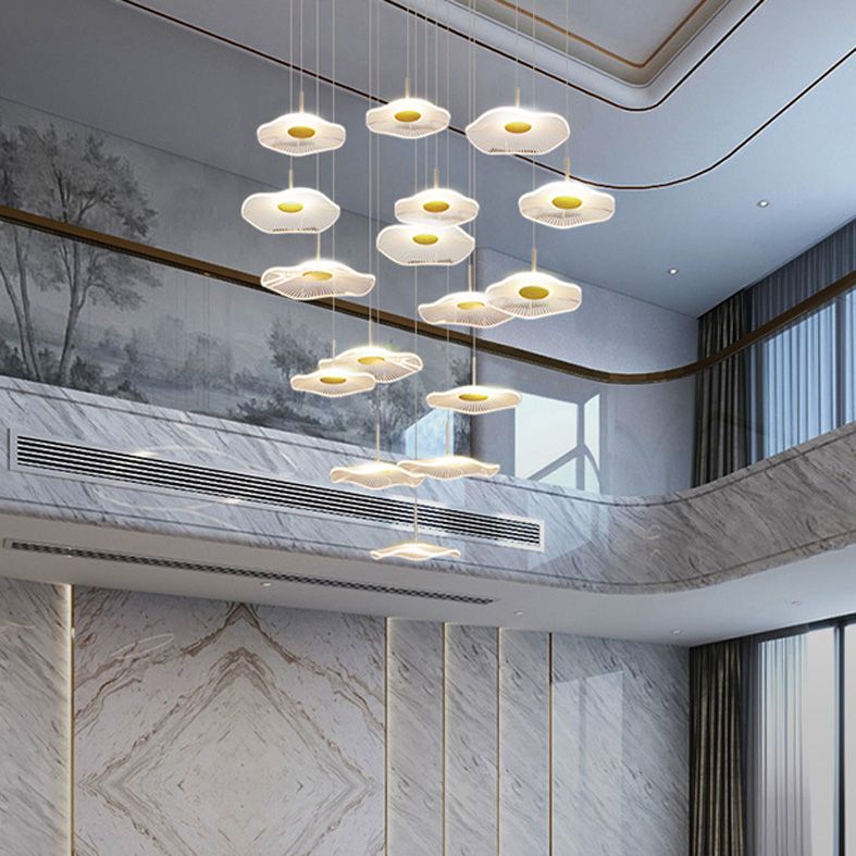 Modern Special Shape Pendant Clear Acrylic Hanging Ceiling Light for Spiral Stair