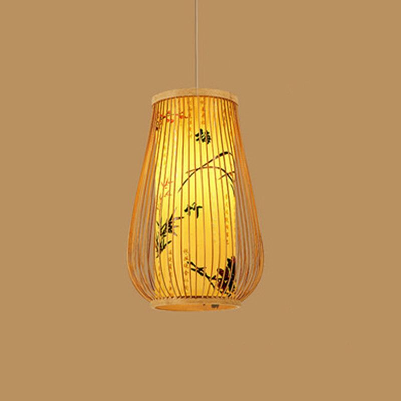 Bamboo Asia Hanging Ceiling Light Vase 1-Light Pendant Light for Tea Room