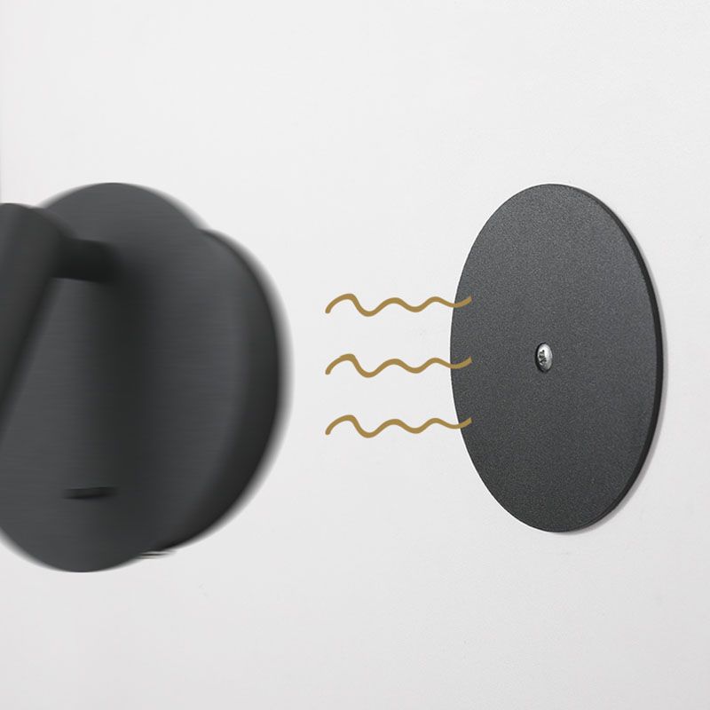 Splock de pared de metal negro con interruptor de luz de pared círculo de 1 luz para el dormitorio para el dormitorio