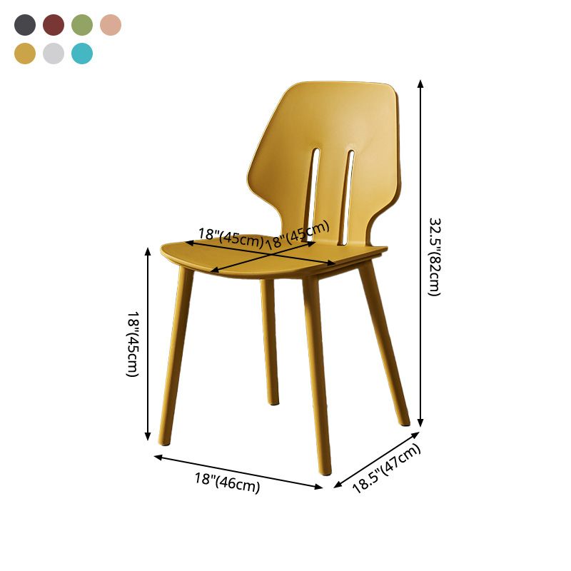 Chaises de salle à manger scandinaves sans accoudoirs Chaises d'appoint en plastique (Ensemble de 4)