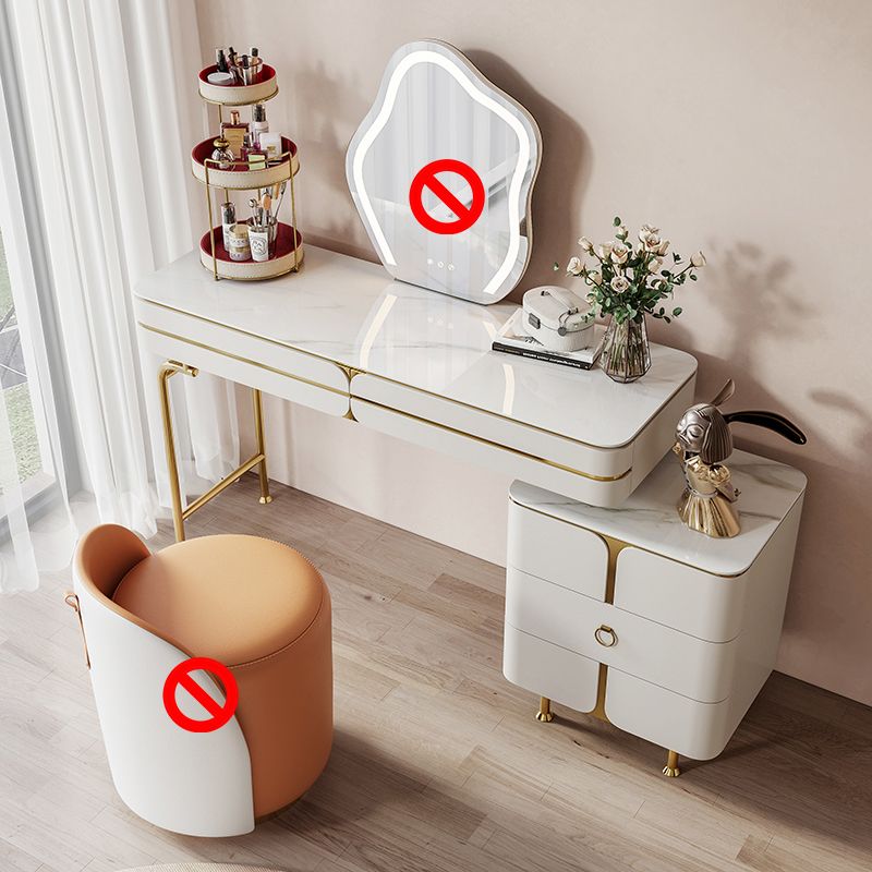Wooden Vanity Dressing Table Set Glam Slate Top Makeup Vanity Set