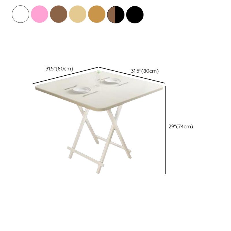 Modern Folding Dining Table Square Wood Top with Metal Legs for Home