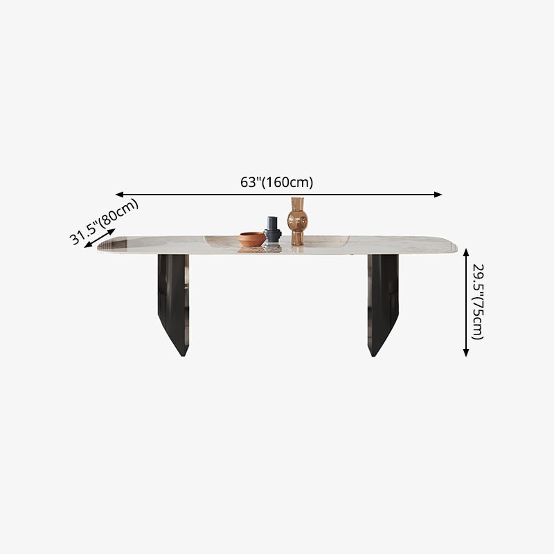 Metal Traditional Luxury Rectangle Table Sintered Stone Top Indoor Table for Home