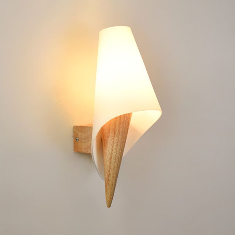Modern Unique Shape Wall Mount Light Fixture Wood 1 Light Wall Mounted Lighting
