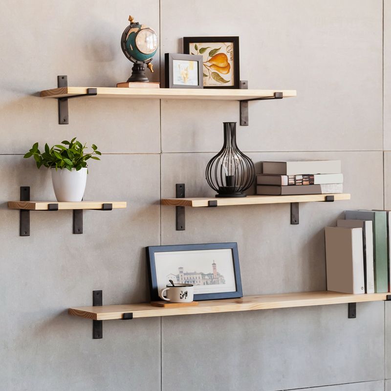 Contemporary Floating Bookshelf Wooden Natural Closed Back Bookcase