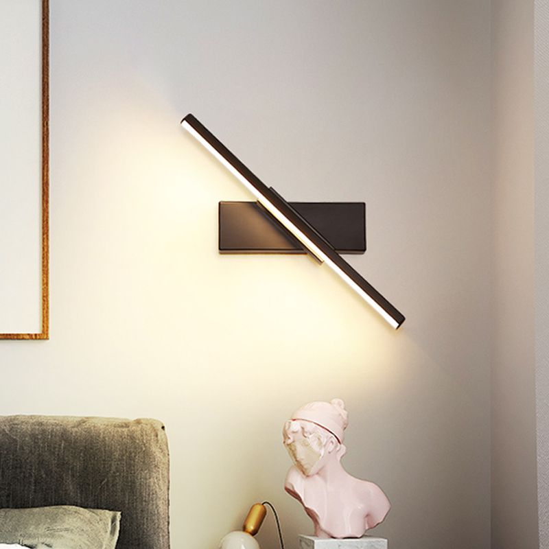 Linear tocador de tocador apliques contemporáneos de luz de pared led black/blanca contemporánea en luz cálida/blanca