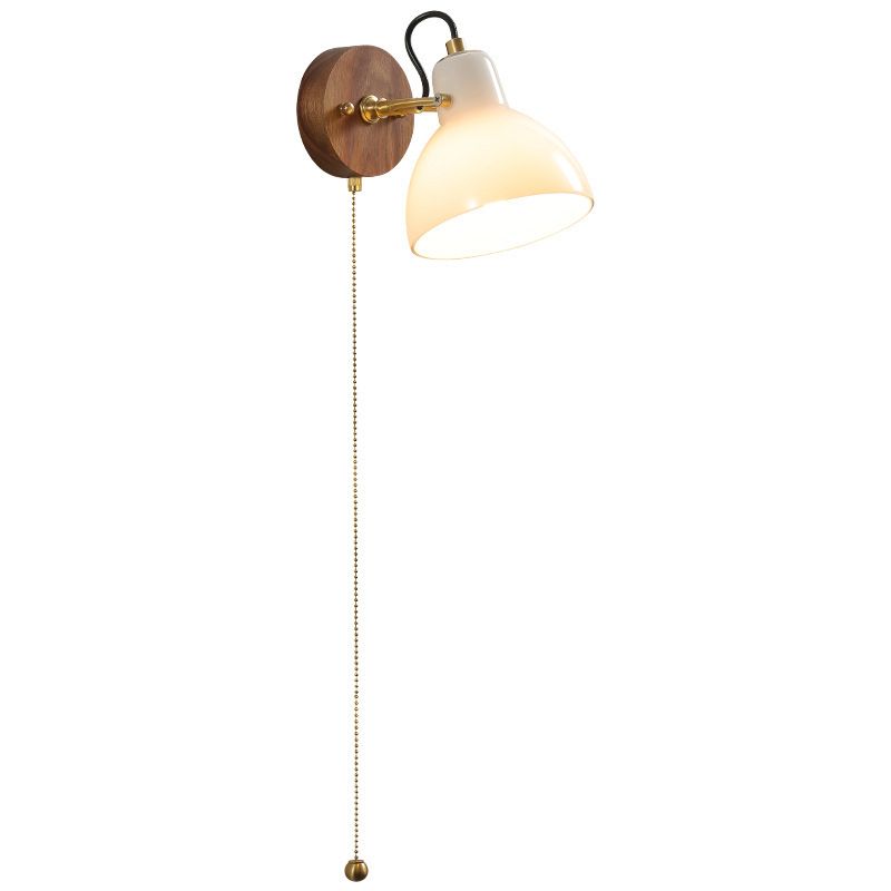 Modernism Glass Shaded Wall Light Metal/Wood Lighting for Restaurant
