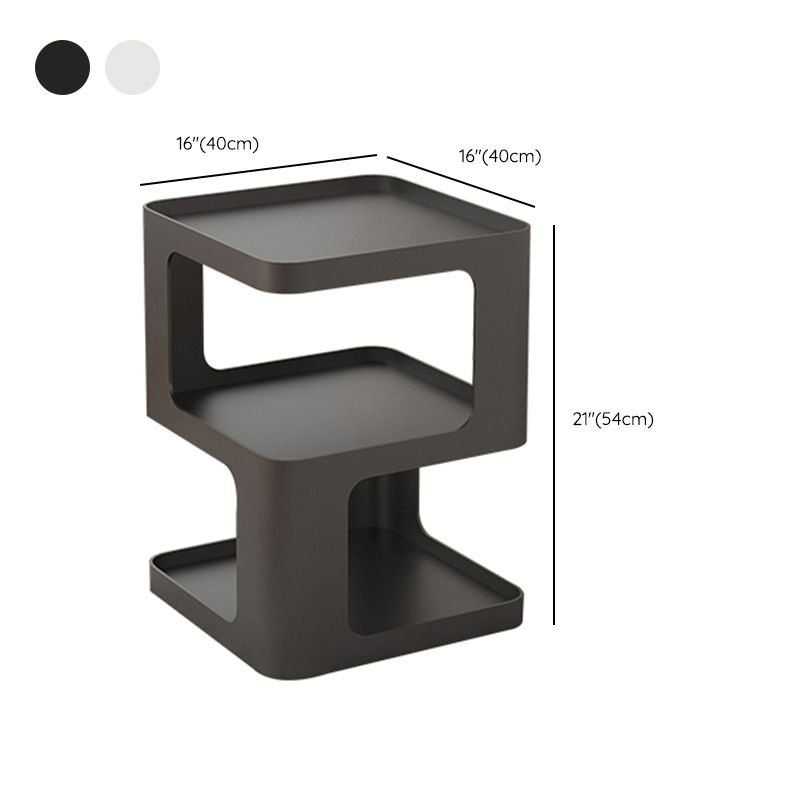 Ultra-Modern Side End Snack Table with Metal Shelves Bedroom Side Table