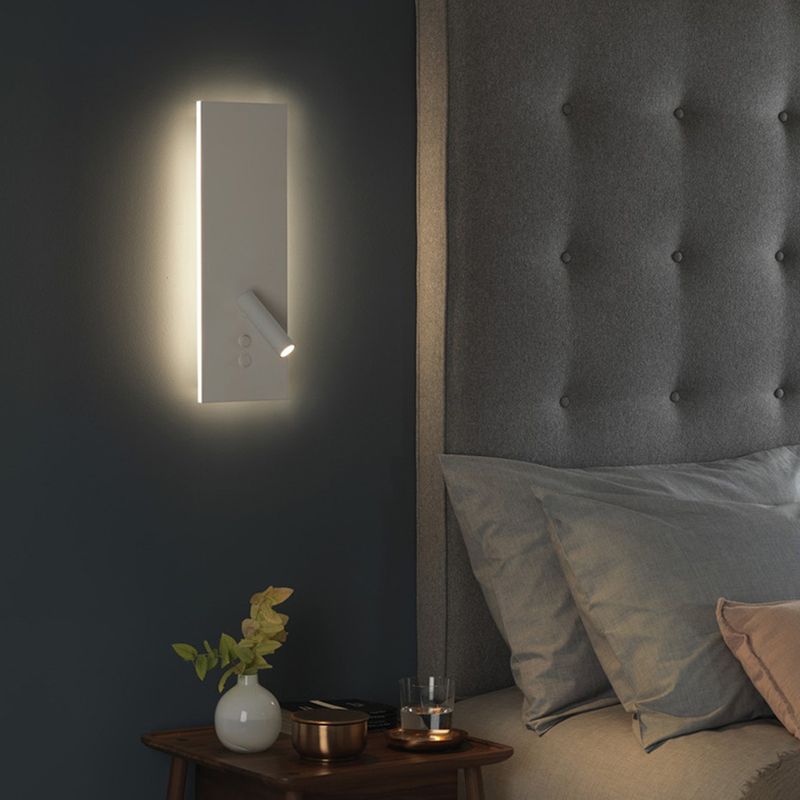 Estilo moderno simplicidad lámpara de lectura led led de lectura rotatable diseño de montaje en la pared con base de metal rectangular