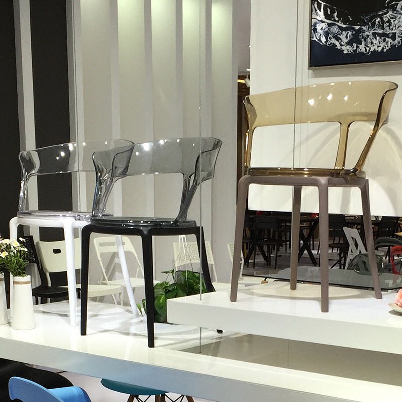 Contemporary Plastic Restaurant Side Chair Clear Open Back Dining Chair