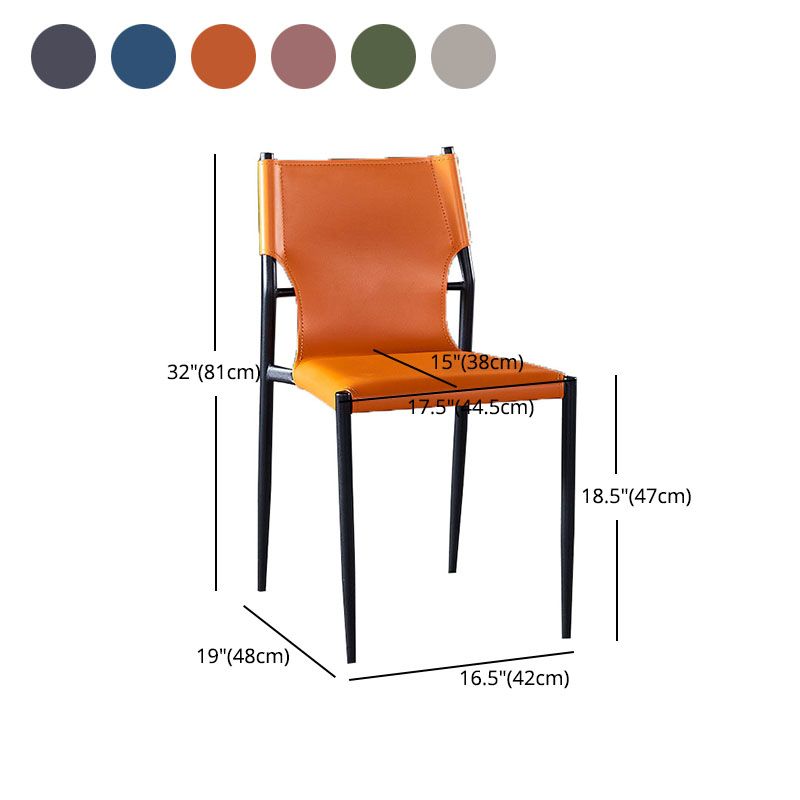 Silla con respaldo sólido sin brazos de estilo industrial para cocina, silla lateral de comedor de cuero