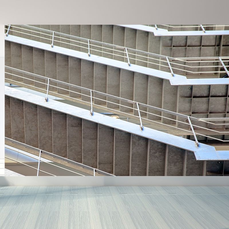 Modern Slide Staircase Mural Wallpaper Non-Woven Washable Grey Wall Covering for Bedroom