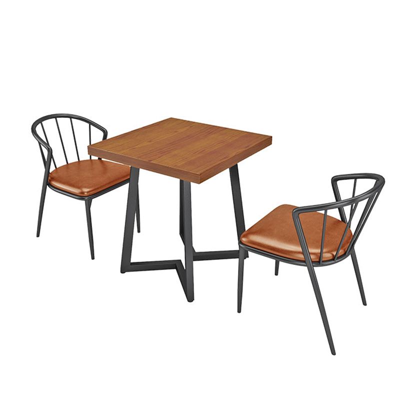 Industrial Dining Set 1/3/5 Pcs Solid Wood Top Dining Table with Upholstered Chairs