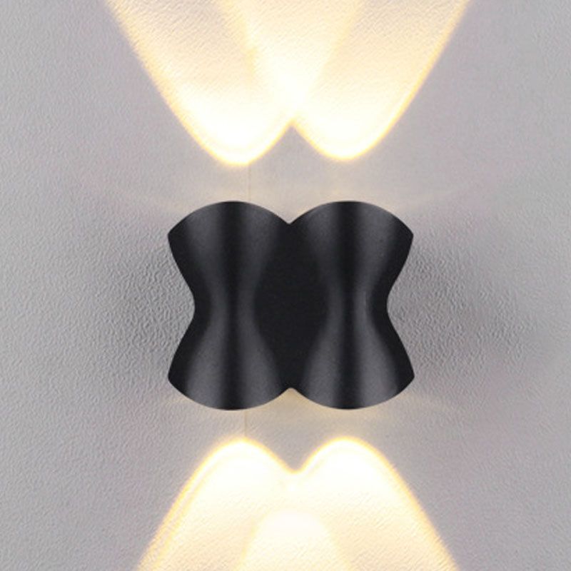 Zwarte geometrische LED -wandlamp in moderne beknopte aluminium outdoor waterdichte wandwandeling