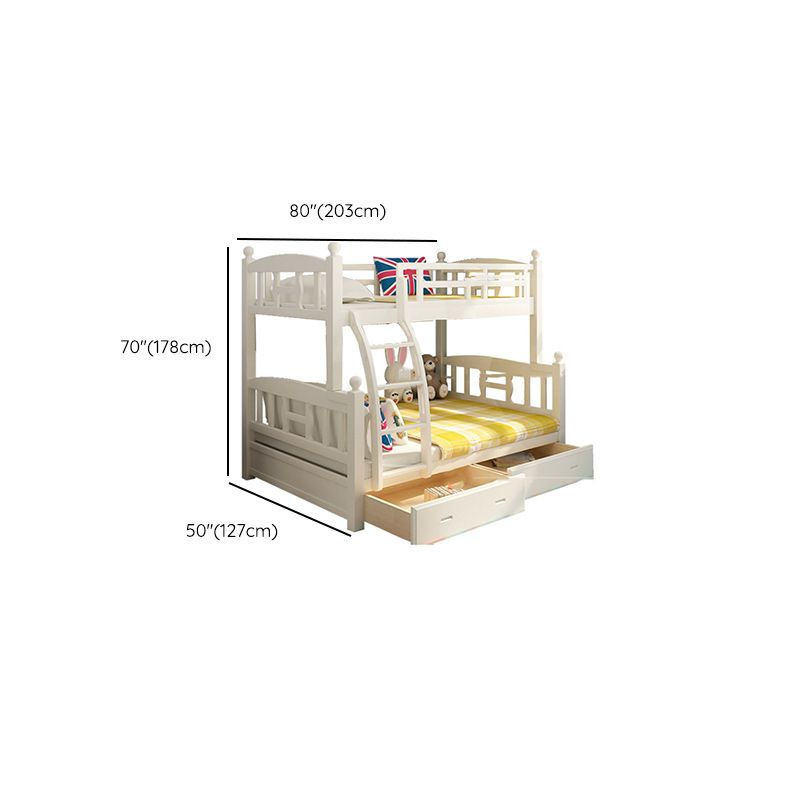 Solid Wood Bunk Bed Modern Style White Bunk Bed with Guardrail