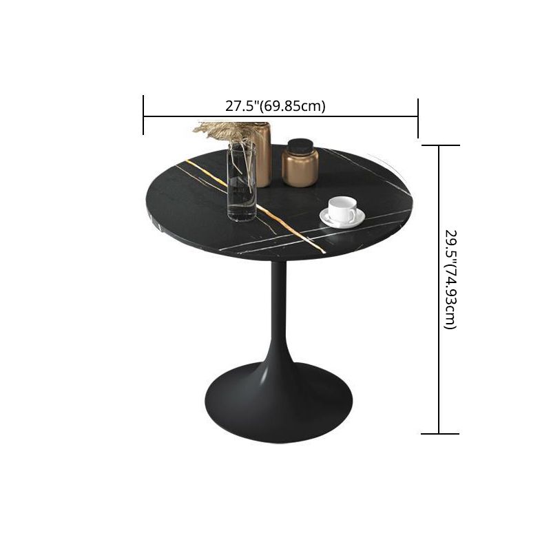 Glam Style Sintered Stone Black Dining Room Set with Round Table Formal Dining Table Furniture