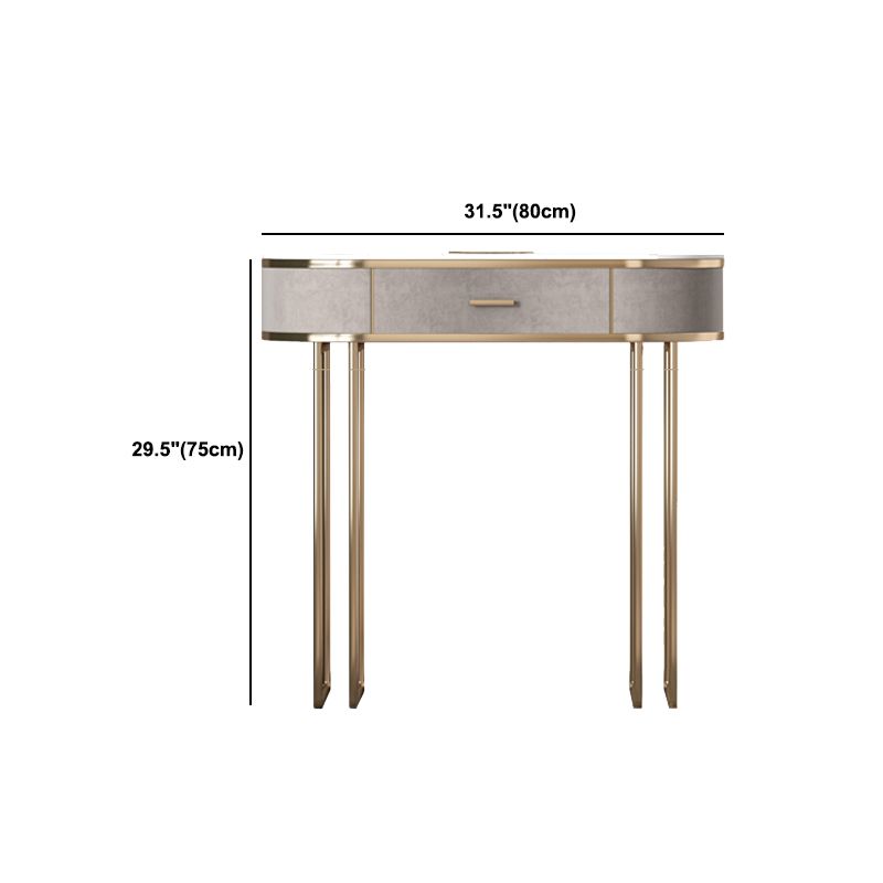 Glam Wood Vanity Dressing Table Gray Vanity Makeup Table Set with Drawer