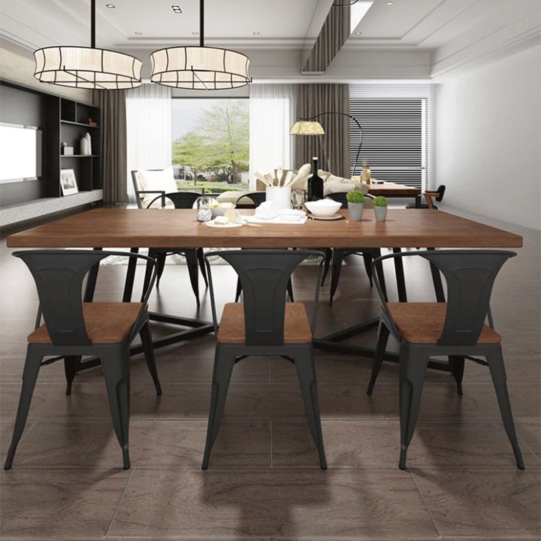 Industrial Rectangle Wooden Table Set 1/2/7 Pieces Dining Set for Kitchen