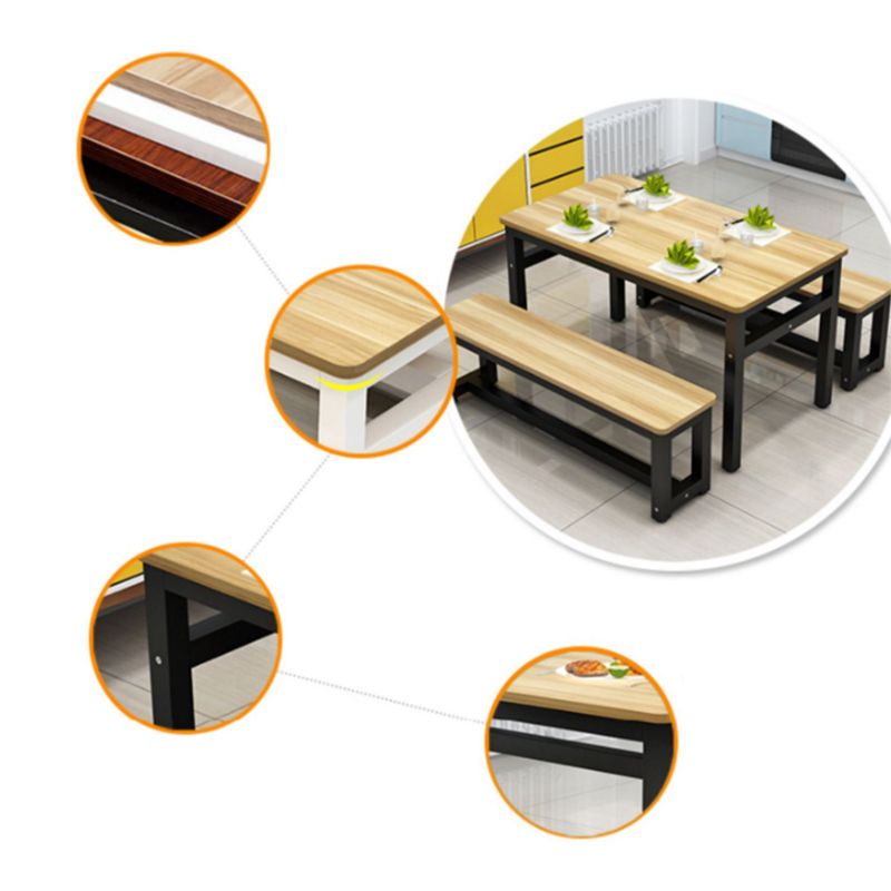 Modern Rectangle Wood Dining Table Metal Legs for Dining Room