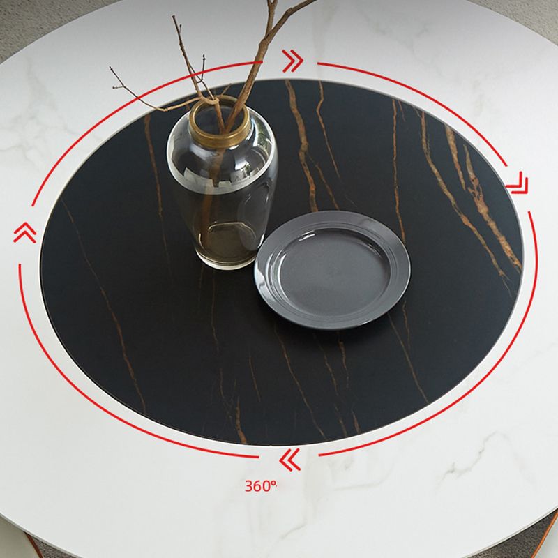 Glam Dining Round Table Sintered Stone Table with Metal Legs for Home