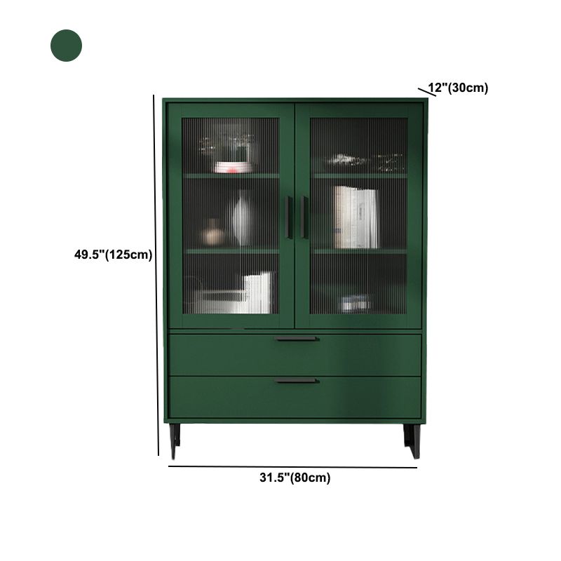 Contemporary Wooden Accent Cabinet with Glass Door and 2 Drawers