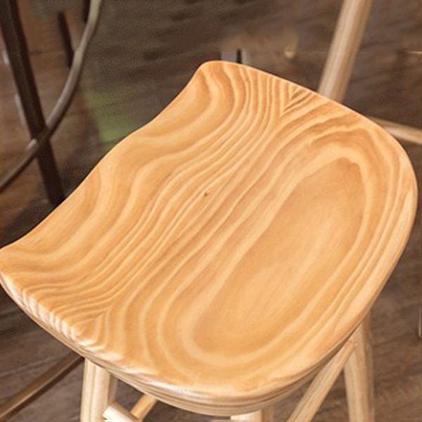 Solid Wood Armless Bar Chair Modern Backless Footrest Bar Stool
