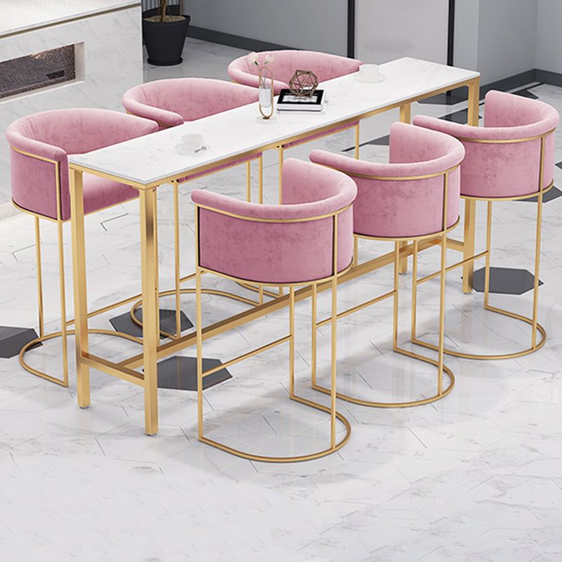 Glam Style Bar Stool Armed Upholstered Bar Stool for Dining Room