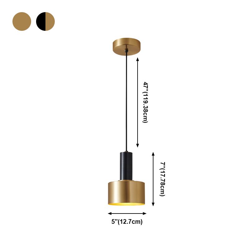 Moderne künstlerische zylindrische Hanglampe Kupfer -Einzelheizlicht für Schlafzimmer