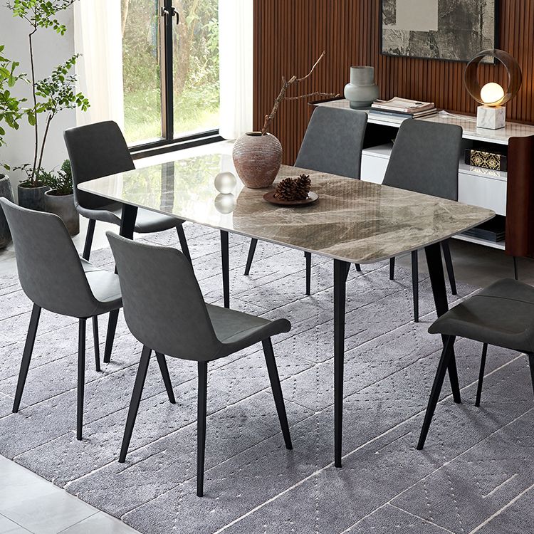Metal Modern Rectangle Dining Table Sintered Stone Dining Table for Kitchen and Dining Room