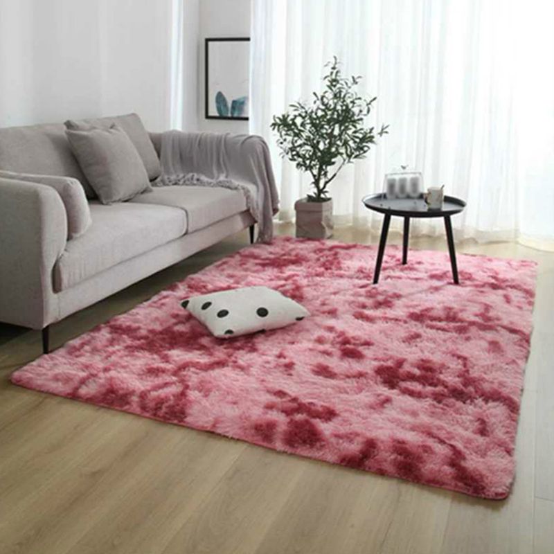 Simplicity Area Carpet Funky Tie Dye Carpet Polyester Shag Rug with Non-Slip Backing