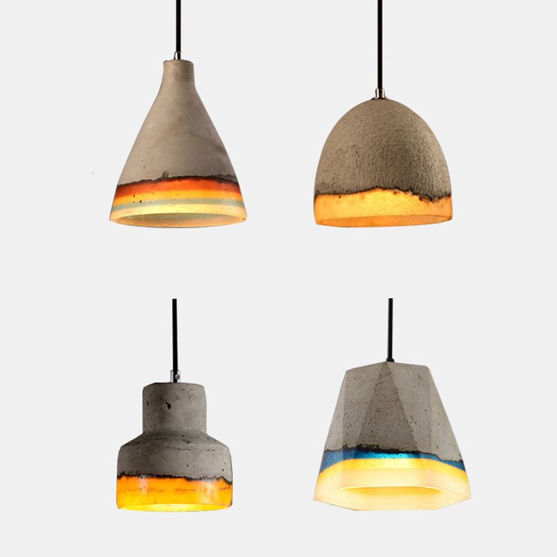 Modern Minimalist Style Pendant Lighting Fixtures with Adjustable Stem Length Cement 1 Light Pendant Lights