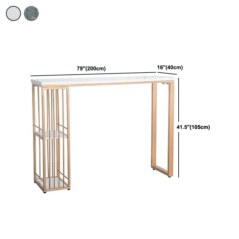 Industrial Rectangle Bar Height Pub Table with Storage Marble Bistro Bar Table