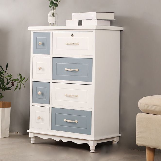 Modern Style Storage Chest Vertical Wood White Storage Chest Dresser with Drawers